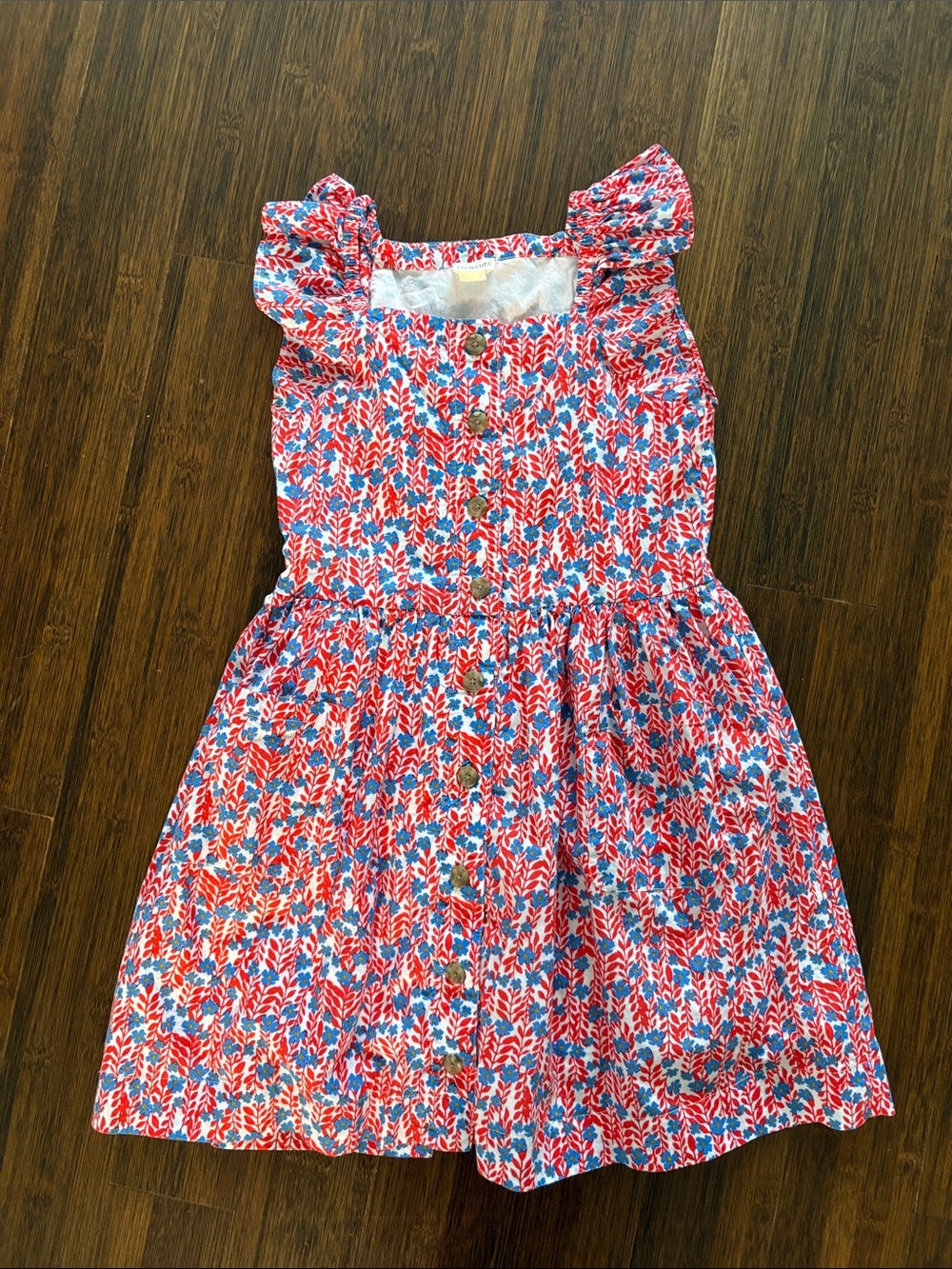 Crewcuts girls Red & Blue Floral Button-Front Dress